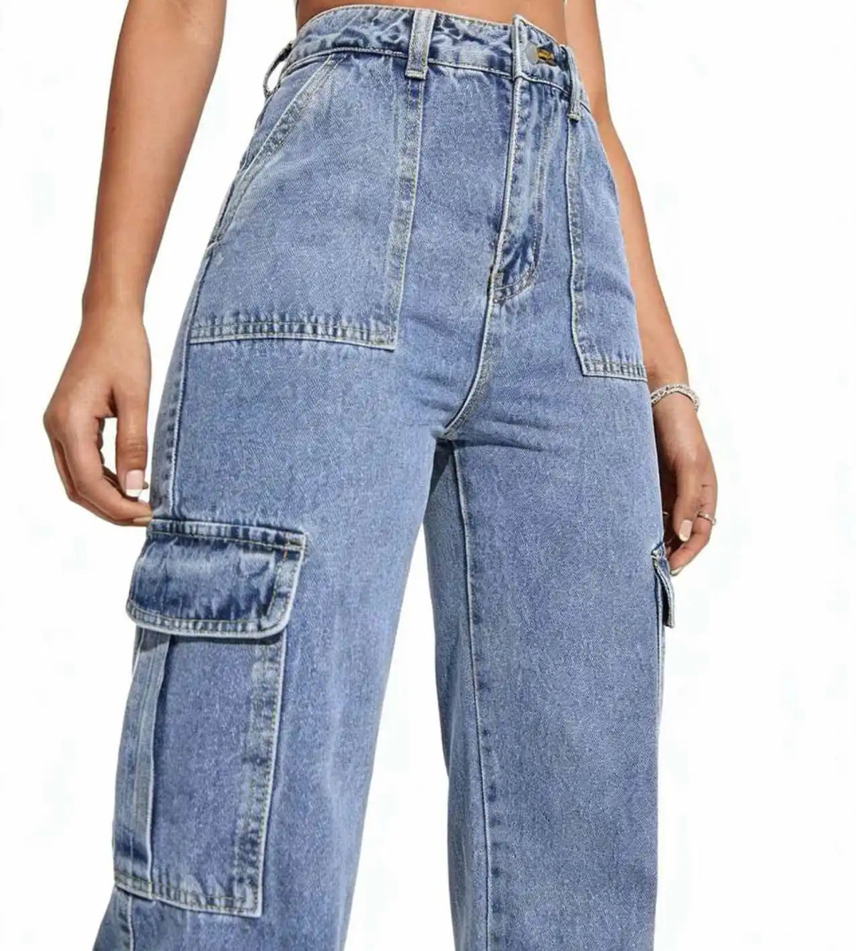 High-Waisted Multi-Pocket Workwear Jeans for Women