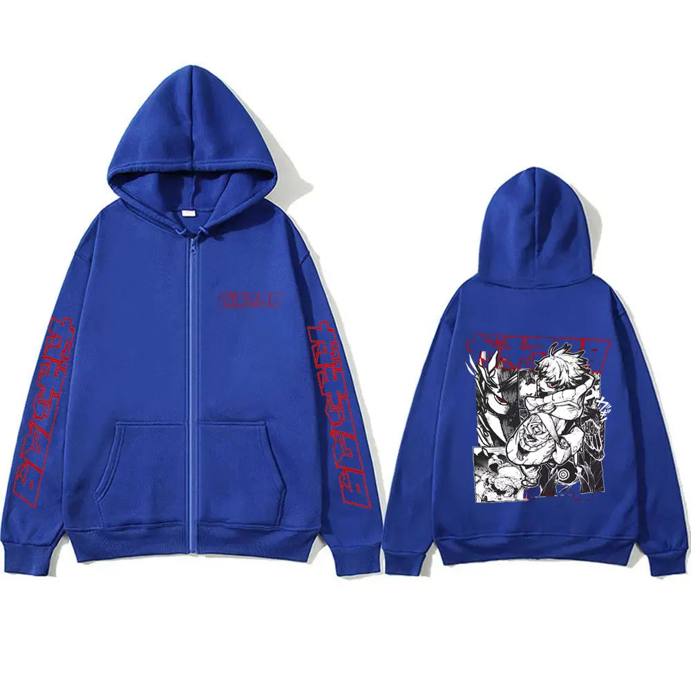 Anime Gachiakuta Rudo Graphic Merch Zipper Hoodie Men Women Casual Oversized Zip Up Jacket Male Cartoon Manga Zip Up Sweatshirt