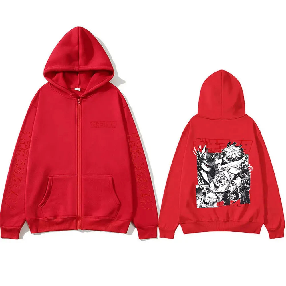 Anime Gachiakuta Rudo Graphic Merch Zipper Hoodie Men Women Casual Oversized Zip Up Jacket Male Cartoon Manga Zip Up Sweatshirt