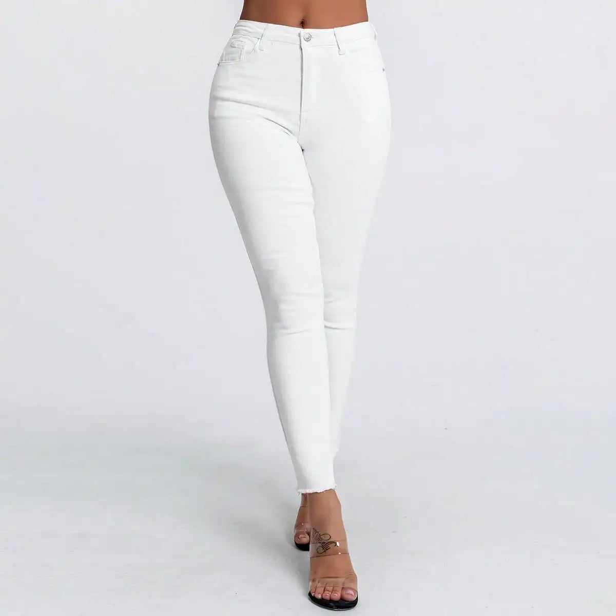 High Waist Slim Fit Jeans for Women, Elastic Tight-Fitting Denim Jeans, Stylish Casual Wear, Perfect for Everyday Use
