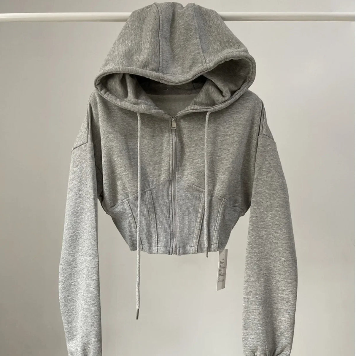 Crop Tops Fashion Hoodies for Women 2023 Ropa Mujer Slim Waist Folds Zipper Y2k Jackets Casual Korean Vintage Sweatshirts Coat