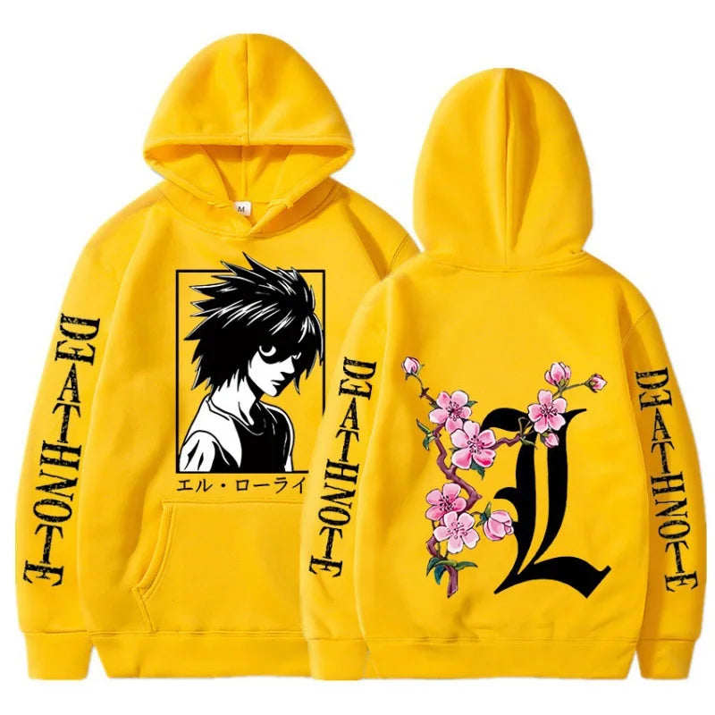 Men's Sweatshirt Anime Death Note L Print Hoodie Autumn and Winter Street Men and Women Casual Comfortable Sports Sweatshirt