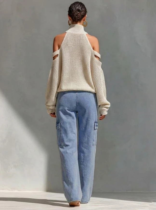 High-Waisted Multi-Pocket Workwear Jeans for Women