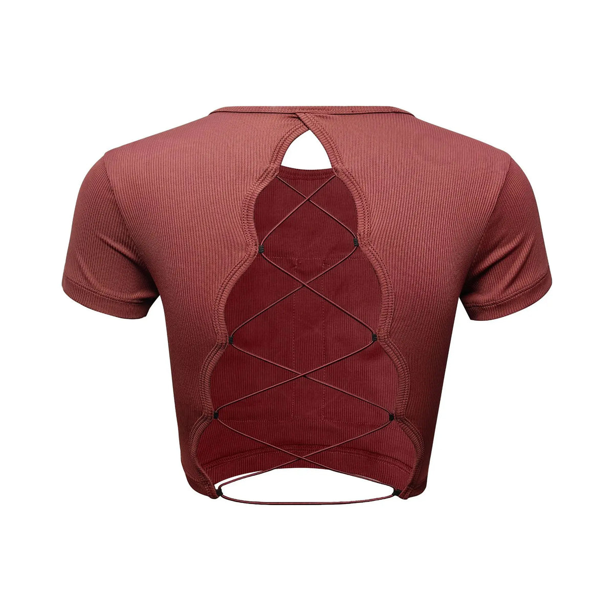 Women's Yoga T-shirts Sexy Backless Round Neck Short Sleeve Crop Top Sportswear Fitness Running Summer Thin Breathable