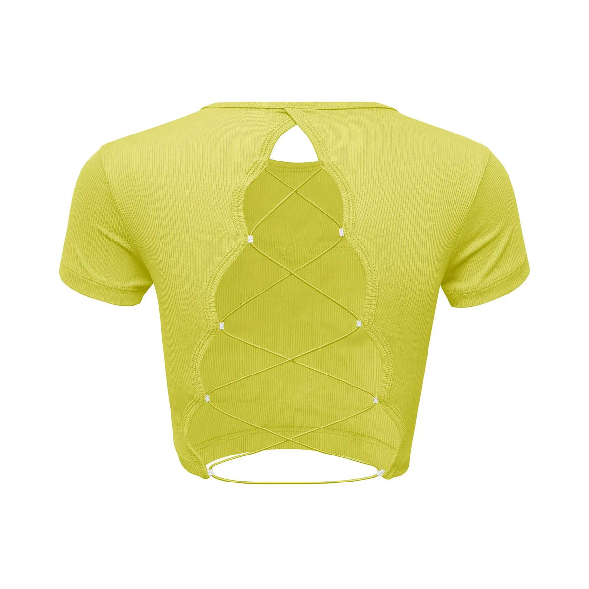 Women's Yoga T-shirts Sexy Backless Round Neck Short Sleeve Crop Top Sportswear Fitness Running Summer Thin Breathable