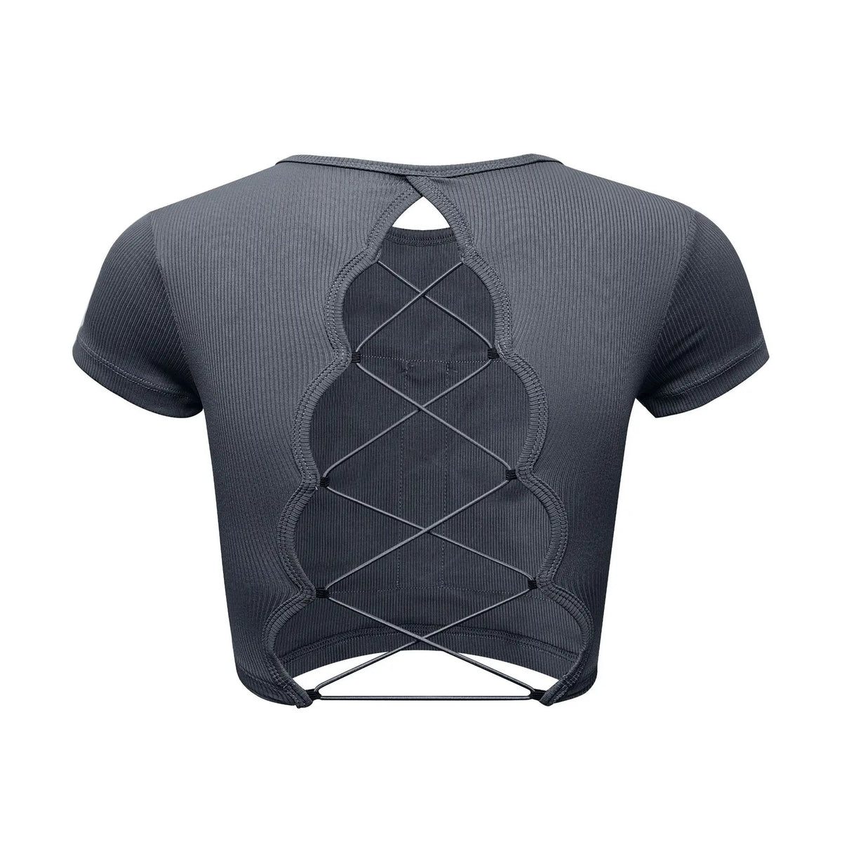 Women's Yoga T-shirts Sexy Backless Round Neck Short Sleeve Crop Top Sportswear Fitness Running Summer Thin Breathable