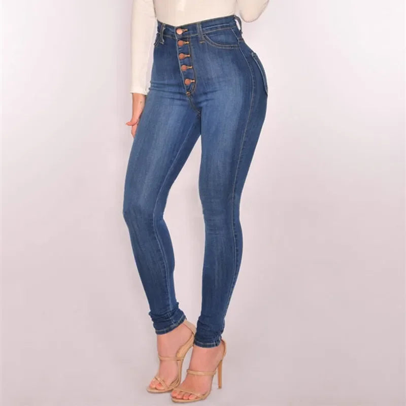 Jeans For Women High Waist Push Up Jeans High Elastic Stretch Ladies Mom Jeans Female Washed Denim Skinny Pencil Pants