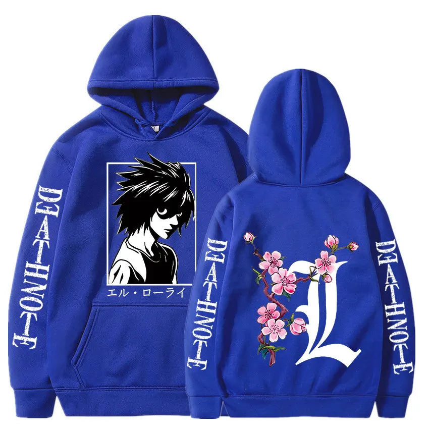 Men's Sweatshirt Anime Death Note L Print Hoodie Autumn and Winter Street Men and Women Casual Comfortable Sports Sweatshirt