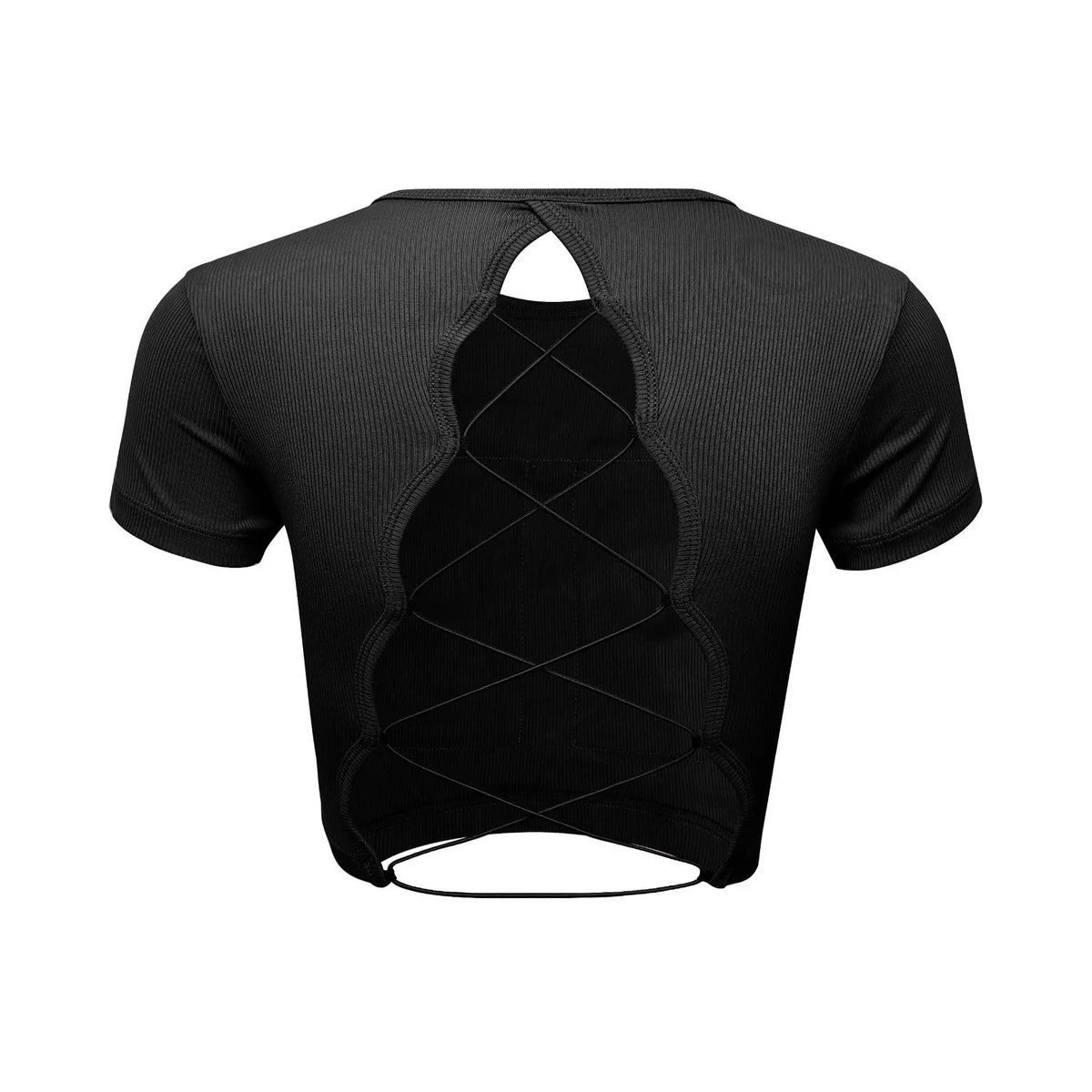 Women's Yoga T-shirts Sexy Backless Round Neck Short Sleeve Crop Top Sportswear Fitness Running Summer Thin Breathable