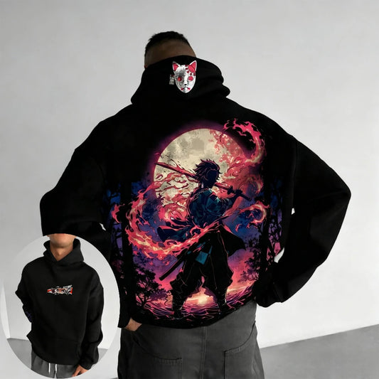Demon Slayer Men's Hoodie Sweatshirt Kamado Tanjirou Anime Spring Autumn and Winter Boy Warm Long-sleeved