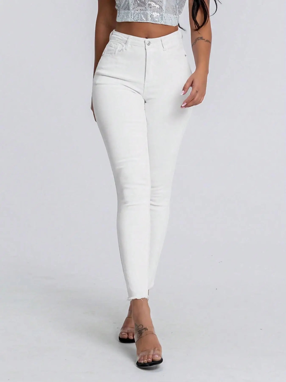 High Waist Slim Fit Jeans for Women, Elastic Tight-Fitting Denim Jeans, Stylish Casual Wear, Perfect for Everyday Use