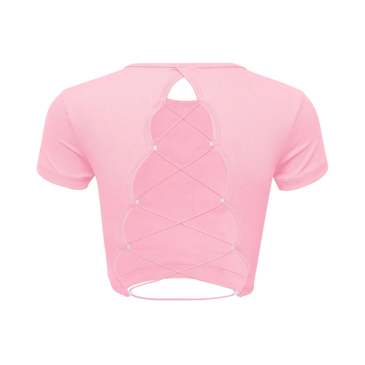 Women's Yoga T-shirts Sexy Backless Round Neck Short Sleeve Crop Top Sportswear Fitness Running Summer Thin Breathable