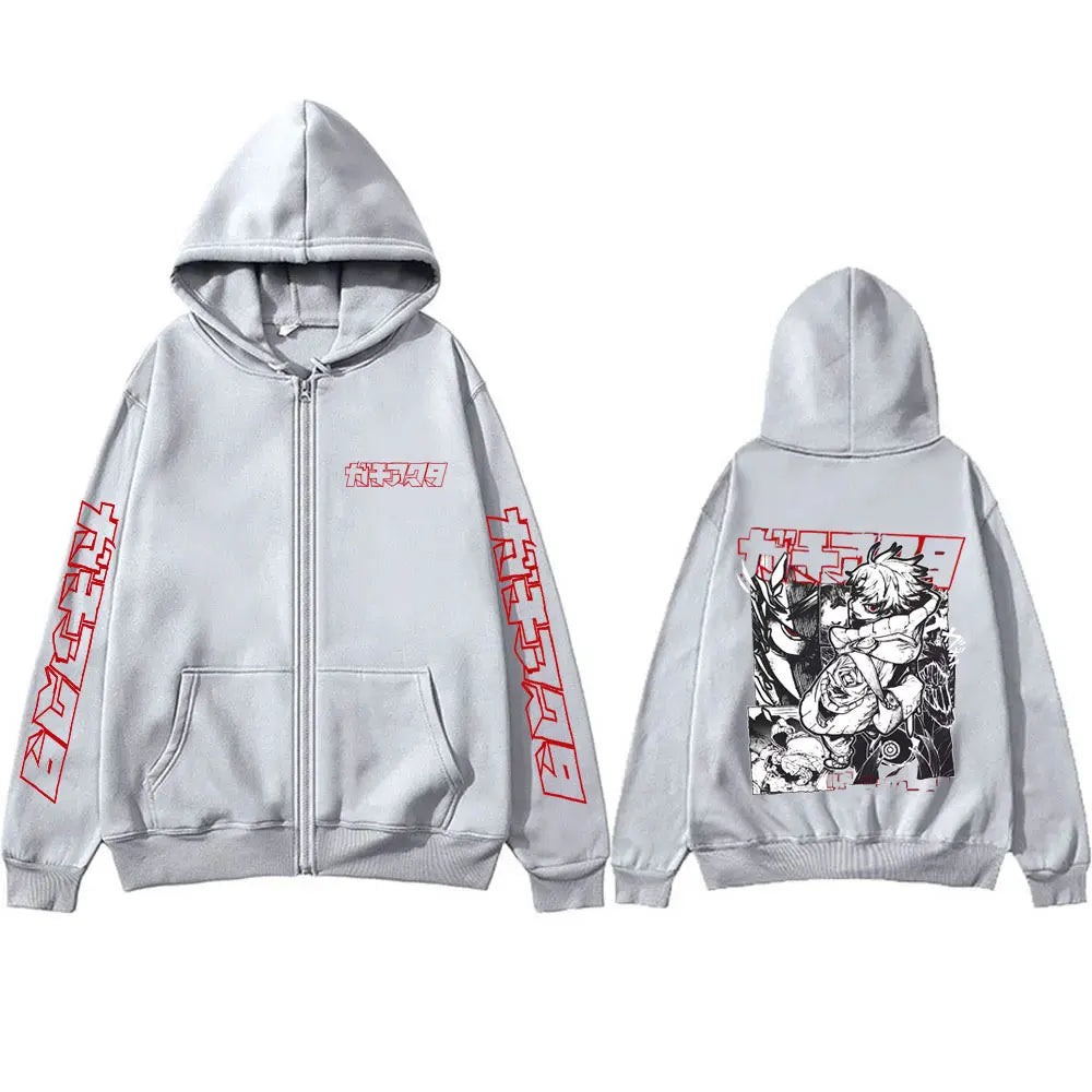 Anime Gachiakuta Rudo Graphic Merch Zipper Hoodie Men Women Casual Oversized Zip Up Jacket Male Cartoon Manga Zip Up Sweatshirt