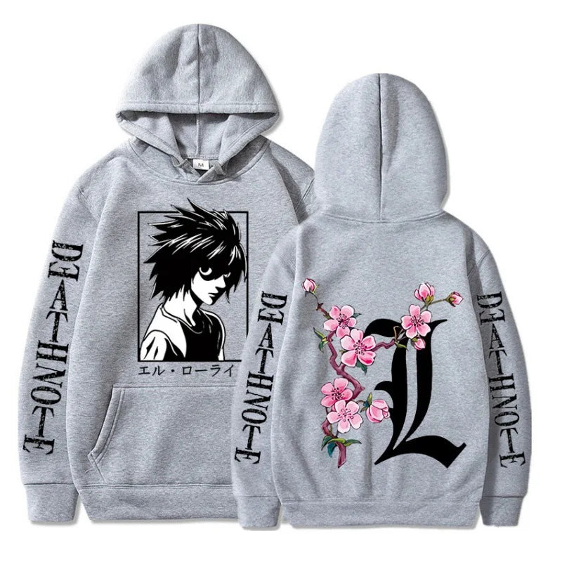 Men's Sweatshirt Anime Death Note L Print Hoodie Autumn and Winter Street Men and Women Casual Comfortable Sports Sweatshirt