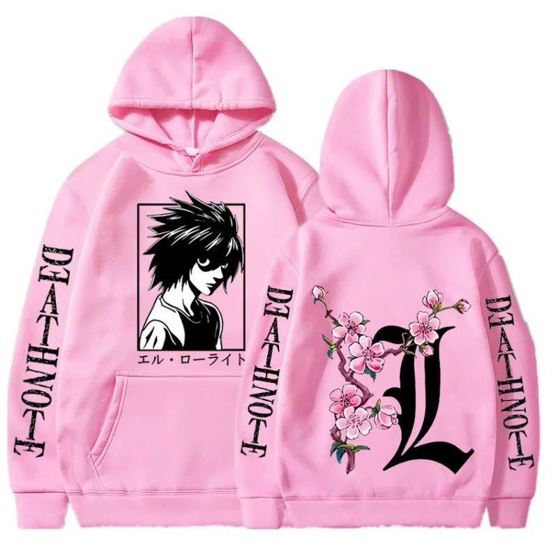 Men's Sweatshirt Anime Death Note L Print Hoodie Autumn and Winter Street Men and Women Casual Comfortable Sports Sweatshirt