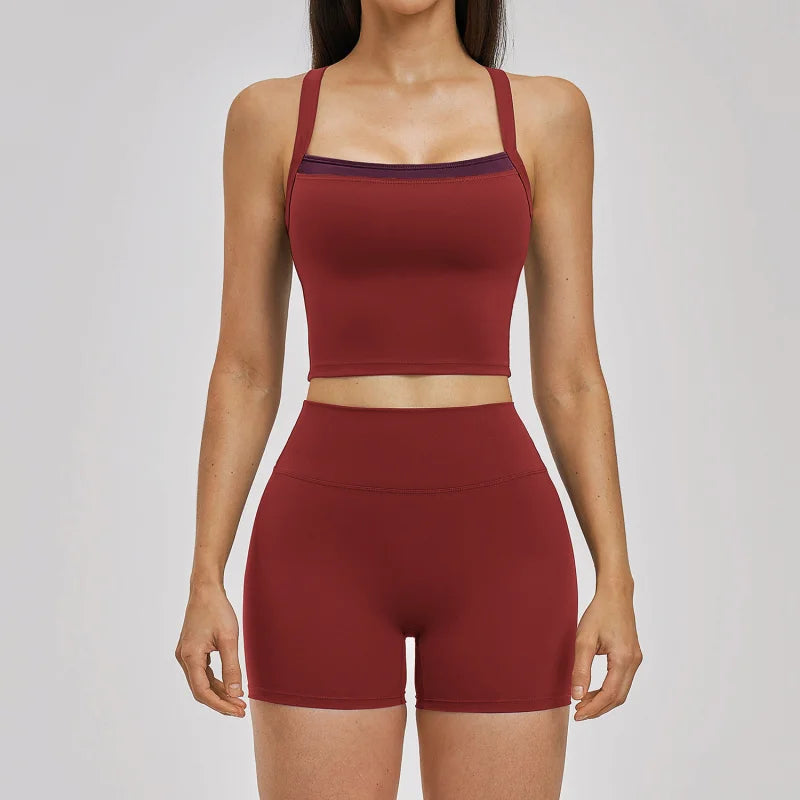 Yoga Sets Women Tracksuit 2 Pieces Workout Sets Yoga Short Sleeves High Waist Shorts Outfits Fitness Clothes Gym Casual Suits