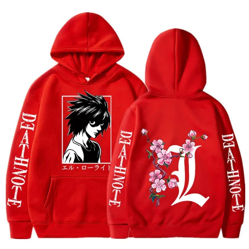Men's Sweatshirt Anime Death Note L Print Hoodie Autumn and Winter Street Men and Women Casual Comfortable Sports Sweatshirt