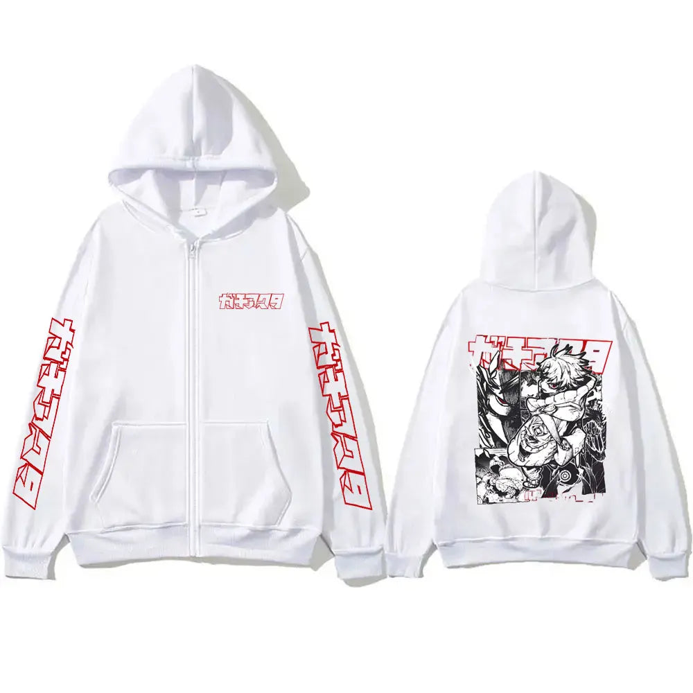 Anime Gachiakuta Rudo Graphic Merch Zipper Hoodie Men Women Casual Oversized Zip Up Jacket Male Cartoon Manga Zip Up Sweatshirt