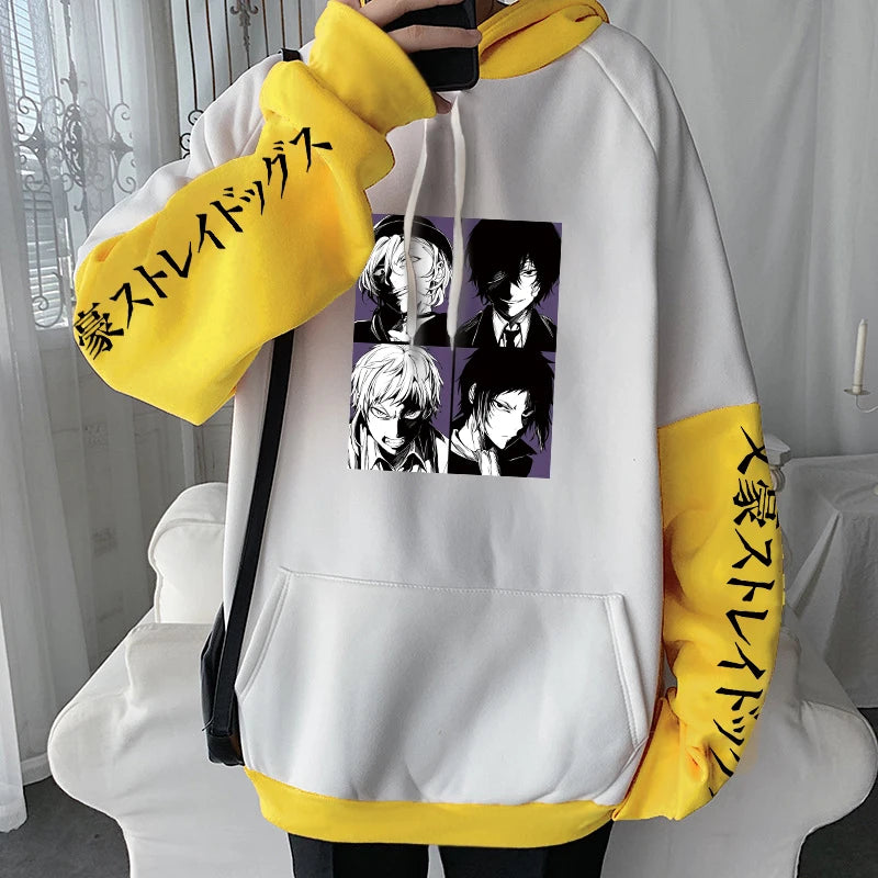 Anime Bungo Stray Dogs Osamu Dazai Friends Hoodies Gothic Cool Manga Streetwear Oversized Long Sleeve Women Winter Sweatshirts