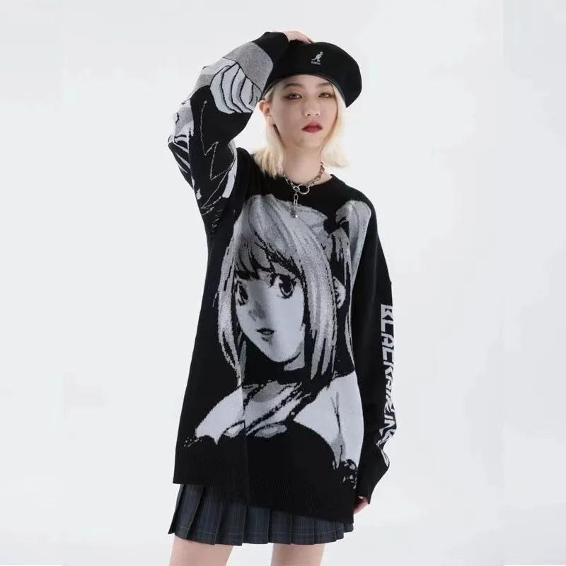 Y2K Women Hip Hop Streetwear Harajuku Sweater Vintage Japanese Style Anime Girl Knitted Soft Pullover Sweaters Female Clothes